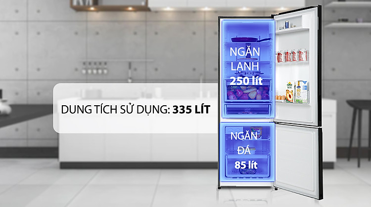 Tủ lạnh Electrolux Inverter 335 Lít EBB3702K-H - Ngăn đá và ngăn lạnh