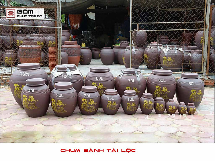 Chum đựng rươu sành bát tràng trống đồng âu lạc 5l 10L 15
