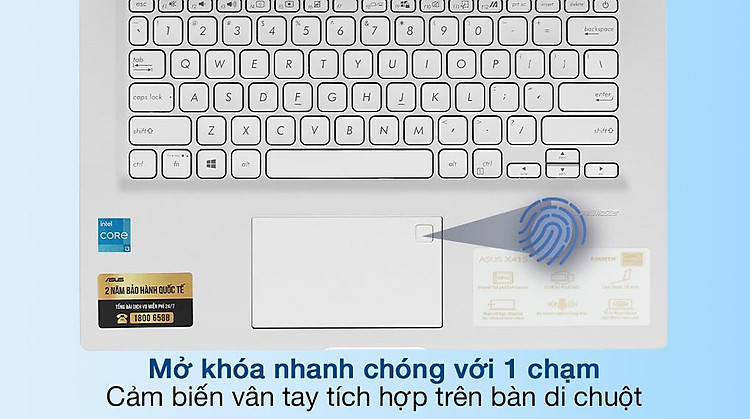 Asus VivoBook X415EA i3 1115G4 (EB638W) - Bảo mật vân tay