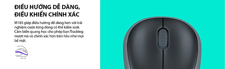 Chuột không dây Logitech M185 Wireless (USB/Xám đen) 2