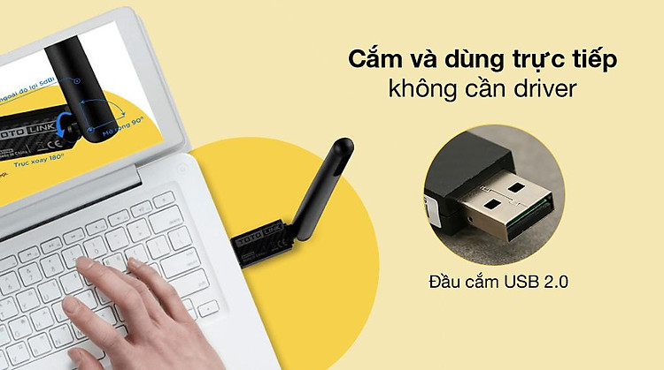 Dùng đơn giản - USB Wifi AC650 Mbps Totolink A650UA