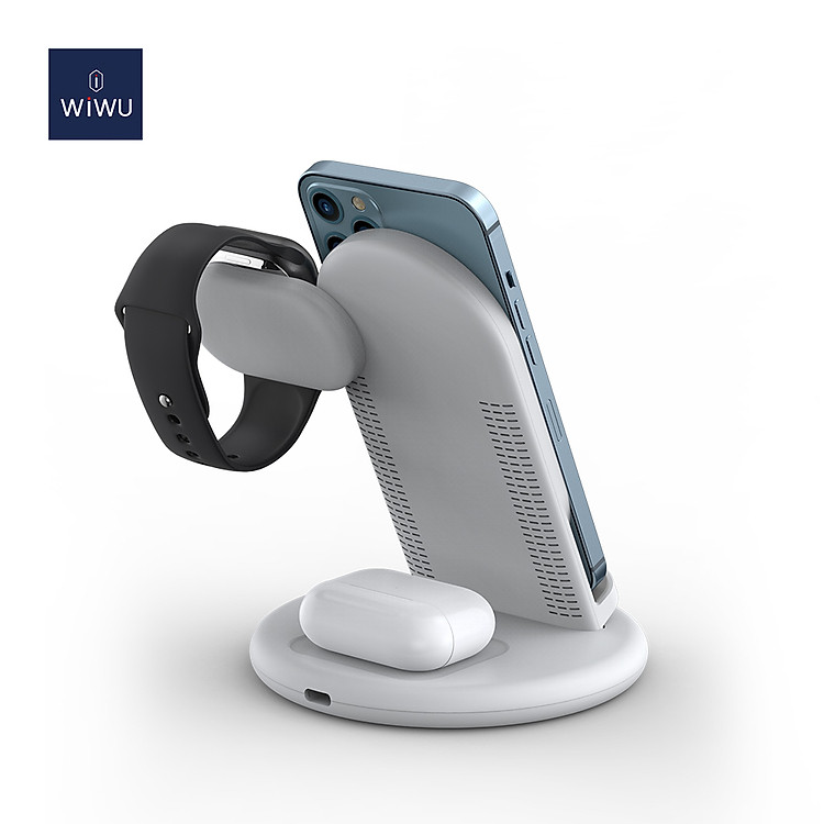 Đế sạc nhanh không dây 15W 3 in 1 hiệu WIWU Power Air Wireless Station
