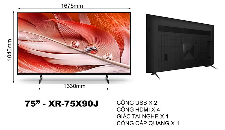 Smart Tivi Sony LED 4K 75 inch XR-75X90J chính hãng, giá rẻ