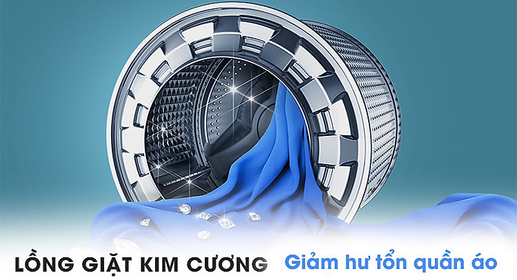 Máy giặt sấy Samsung AddWash Inverter 9.5 kg WD95K5410OX/SV-Giảm mức độ hư hỏng quần áo với lồng giặt thiết kế kim cương