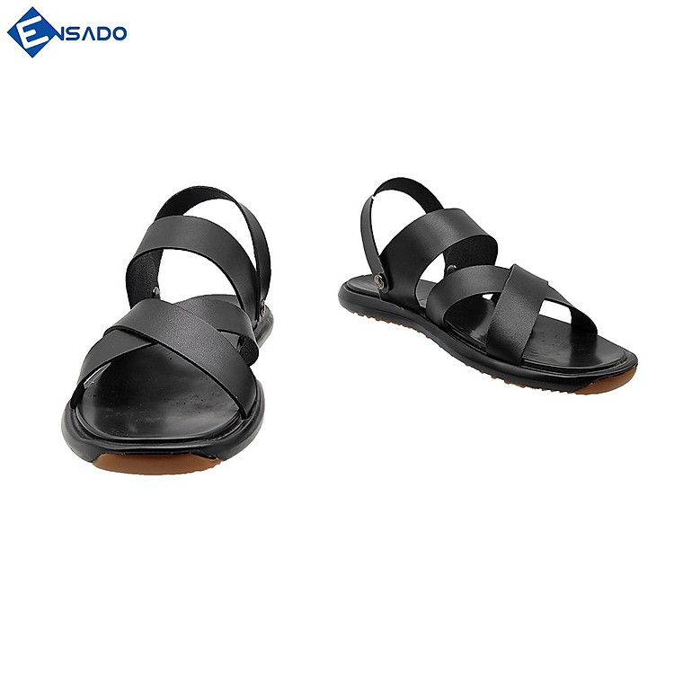  Giày Sandal Nam Dép Quai Hậu Nam Da Bò Thật Cao Cấp Tối Giản Sang Trọng Ensado DE5216 (Đen) 