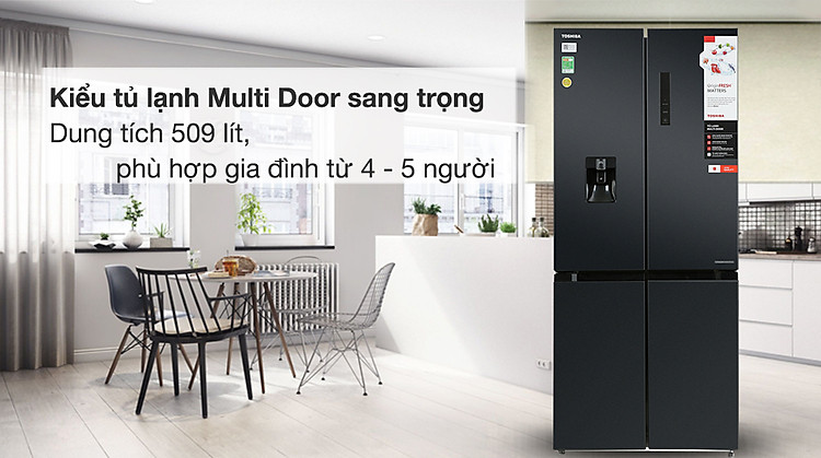 Tủ lạnh Toshiba Inverter 509 lít GR-RF605WI-PMV(06)-MG - Kiểu tủ multi door, dung tích 509 lít phù hợp cho gia đình từ 4 - 5 người