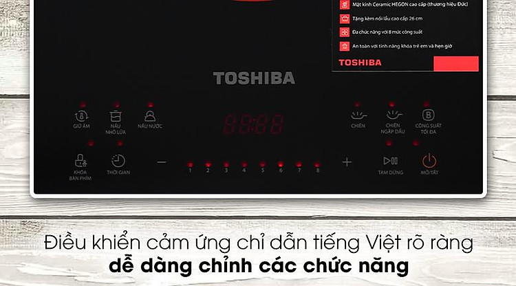 Bếp từ Toshiba IC-20S1PV - Điều khiển cảm ứng chỉ dẫn tiếng Việt siêu nhạy