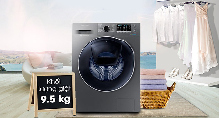 Máy giặt sấy Samsung AddWash Inverter 9.5 kg WD95K5410OX/SV-Khối lượng giặt 9.5 kg, phù hợp gia đình 4 - 6 người