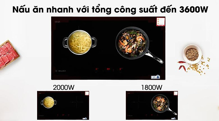 Nấu nhanh - Bếp điện từ đôi Malloca MH-02I N