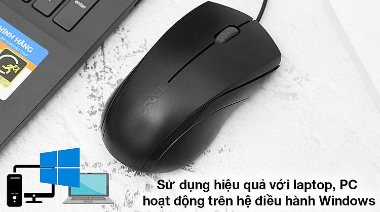 Chuột Có Dây Silent Rapoo N1200 Đen - Sử dụng được với laptop, PC hoạt động trên hệ điều hành Windows