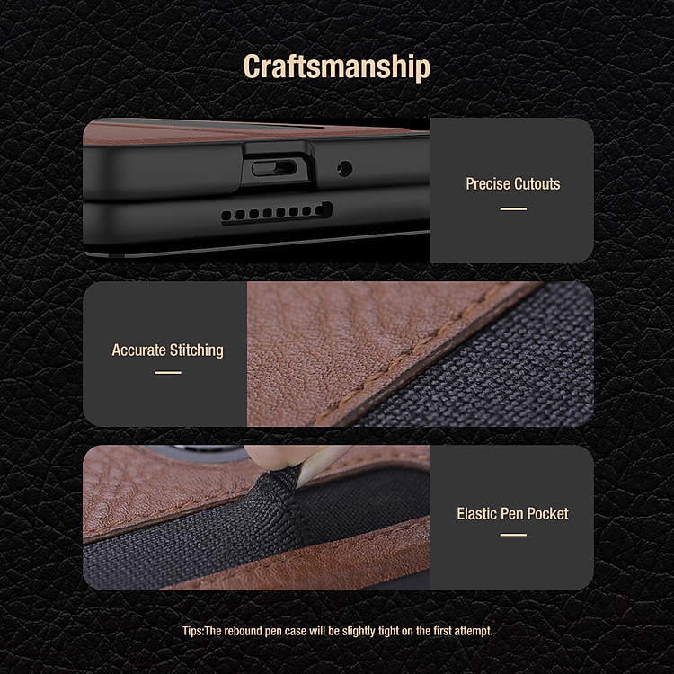 Case bao da chống sốc cho Samsung Galaxy Z Fold 4 trang bị ngăn đựng S-Pen hiệu Nillkin Aoge Leather Cover Case (bảo vệ máy cực tốt, chất liệu da thật cao cấp, thiết kế thời trang cá tính) - hàng nhập khẩu