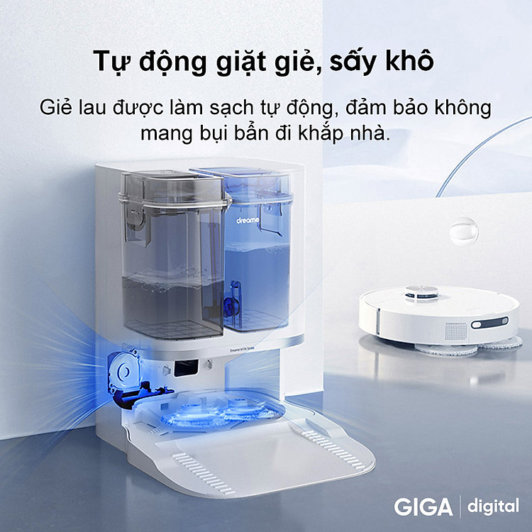 Dreame L10 Prime trang bị dock sạc tự động giặt giẻ