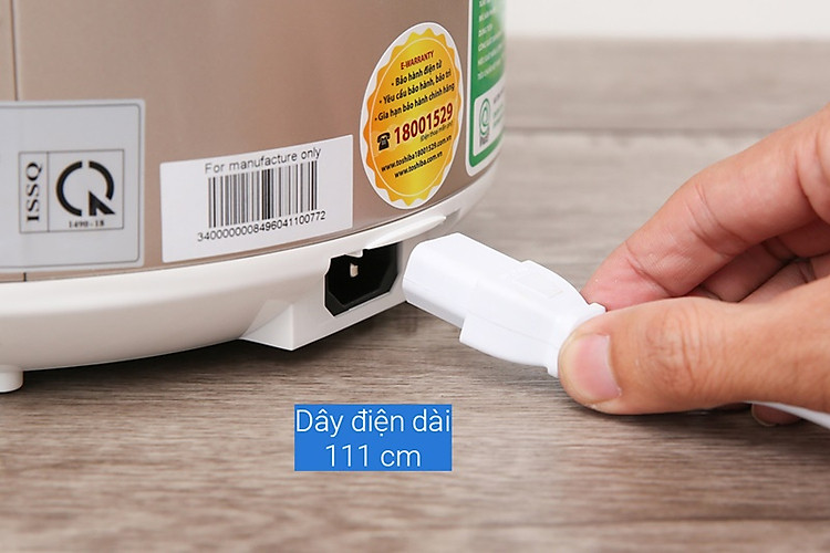 Dây điện có thể tháo rời - Nồi cơm điện Toshiba 1.8 lít RC-18JR1NV Dây điện có thể tháo rời - Nồi cơm điện Toshiba 1.8 lít RC-18JR1NV