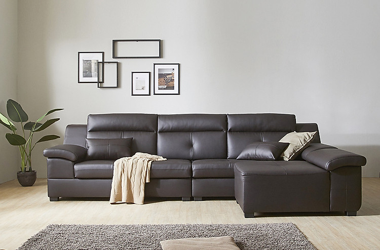 sf315 - ghế sofa da thật 4 chỗ ngồi kèm đôn không tay 4