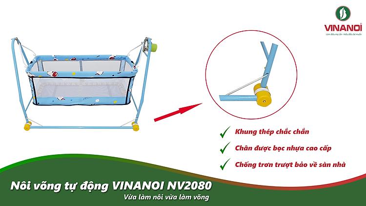 Nôi Võng Tự Động Cho Bé VINANOI NV2080 Dùng làm NÔI và VÕNG đưa tự động tiết kiệm chi phí dùng cho bé đến 5 tuổi 3