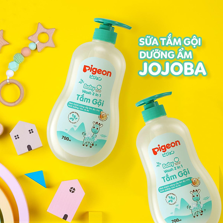 Gel Tắm Gội Trẻ Em Pigeon Baby Wash Gel 2in1 Jojoba Extract 700ml