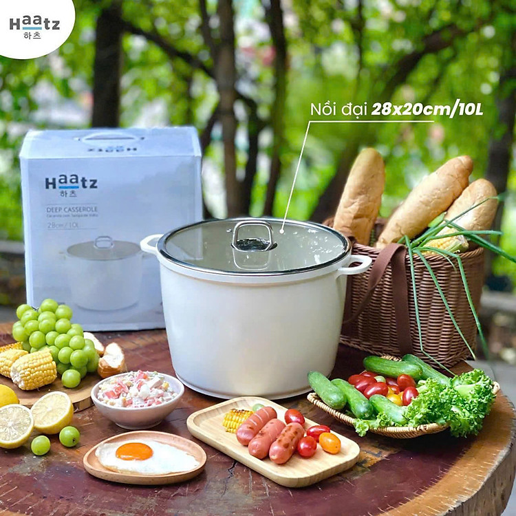 Nồi luộc gà chống dính phủ gốm Haatz Hàn Quốc dung tích 10L size 28cm