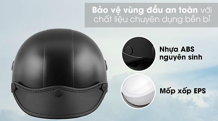 Mũ bảo hiểm nửa đầu size L Nón Sơn NS00807A đen - Làm từ chất liệu chuyên dụng Mũ bảo hiểm nửa đầu size L Nón Sơn NS00807A đen - Làm từ chất liệu chuyên dụng