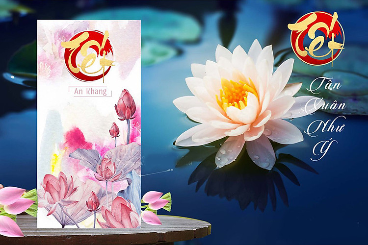 Bộ 10 phong bao lì xì Tết Nguyên Đán Việt Nam mẫu Hoa Sen