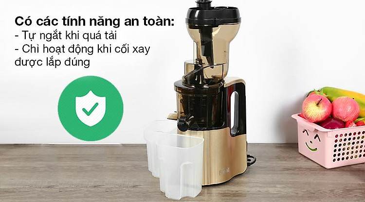 Máy ép chậm Ferroli FSJ-200M - Bảo vệ động cơ và người dùng với tính năng tự ngắt khi quá tảiMáy ép chậm Ferroli FSJ-200M - Bảo vệ động cơ và người dùng với tính năng tự ngắt khi quá tải