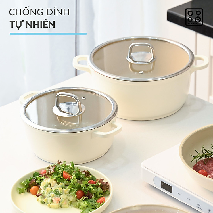 Nồi chống dính phủ gốm Haatz Hàn Quốc size 20cm dung tích 2.2L