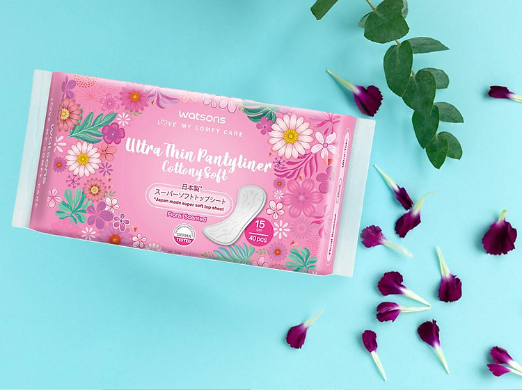 Băng Vệ Sinh Hằng Ngày Watsons Ultra Thin Pantyliner Floral Cottony Soft Hương Hoa