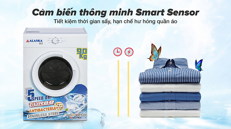 Máy sấy thông hơi Alaska 9 kg S90 - Cảm biến thông minh Smart Sensor