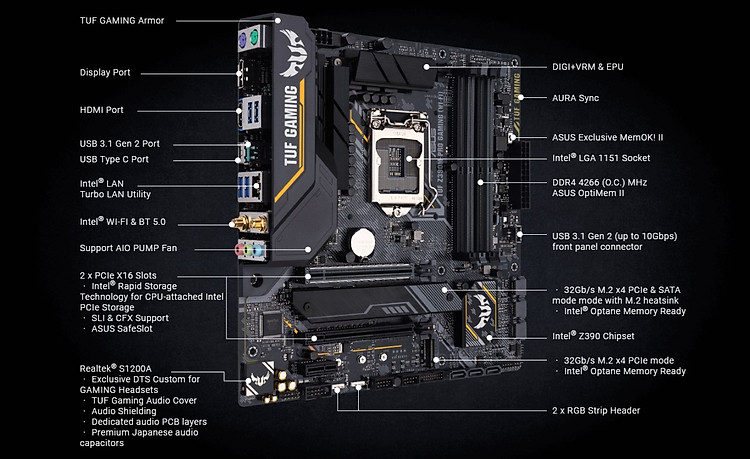 Bo mạch chủ ASUS TUF Z390M-Pro Gaming (WI-FI)