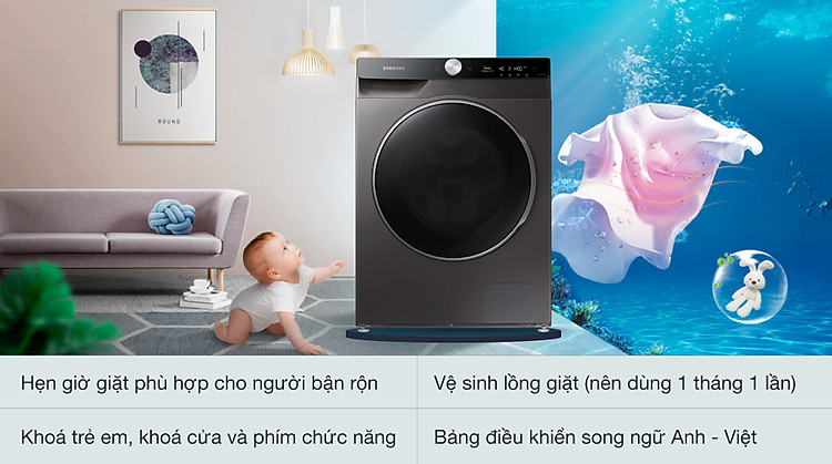 Máy giặt sấy Samsung Inverter 12 kg WD12TP34DSX/SV - Hẹn giờ giặt