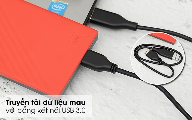 Ổ cứng HDD 1TB WD My Passport G0010BRD Đỏ - Tốc độ kết nối nhanh với chuẩn giao tiếp USB 3.0