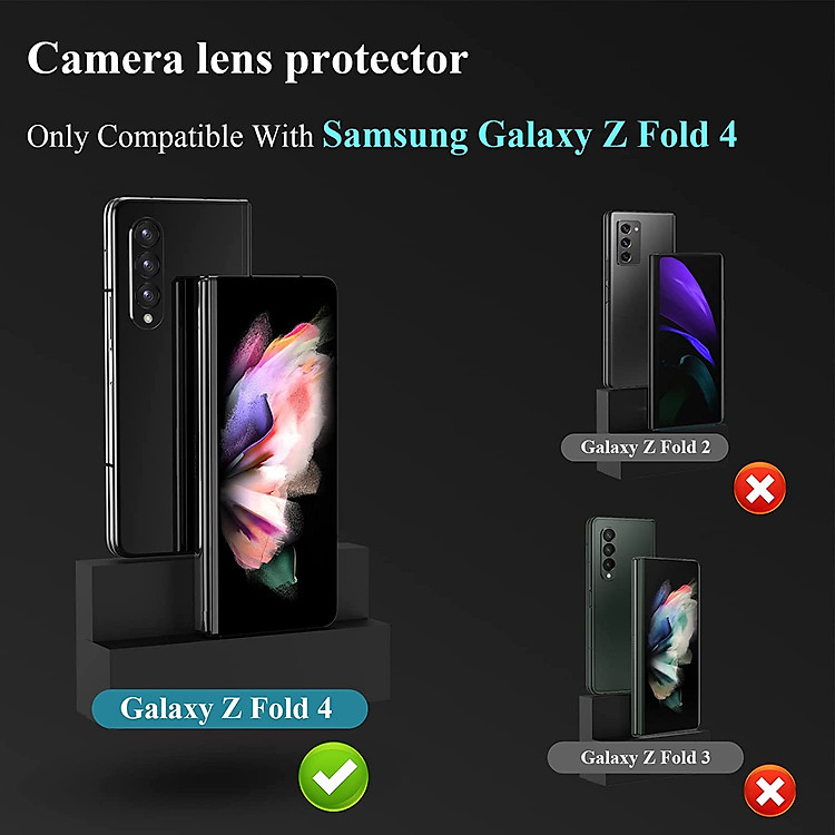 Bộ miếng dán kính cường lực bảo vệ Camera cho Samsung Galaxy Z Fold 4 hiệu Kuzoom Protective Lens