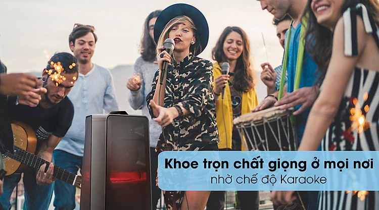 Loa Tháp Samsung MX-T70/XV - Tự tin tỏa sáng và thể hiện chất giọng trong mỗi bài hát nhờ chế độ Karaoke trên loa