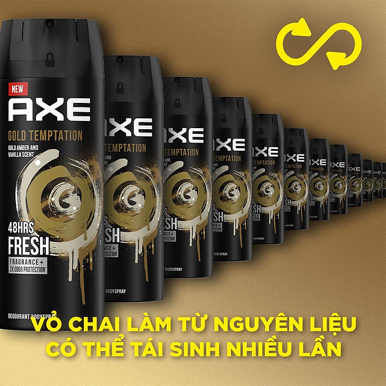 Axe Gold Temptation Gold Amber and Vanilla Scent Deodorant Bodyspray 135ml