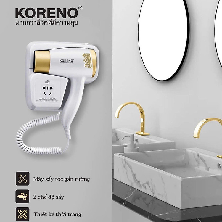 Máy sấy tóc treo tường Koreno Thái Lan KN-518 công suất 1800W