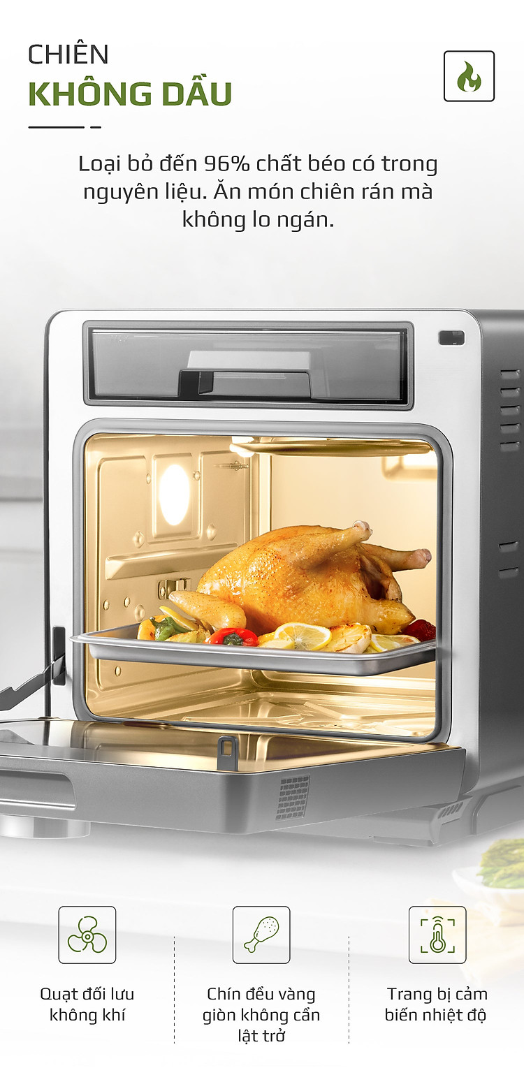 Nồi Chiên Hơi Nước Olivo SF16 Pro Thương Hiệu Mỹ Cao Cấp Gồm 56 Chức Năng Làm Bít Tết Hấp Nướng Hâm Nóng Đa Năng Dung Tích 16 Lít Công Suất 2800 W - Hàng Chính Hãng