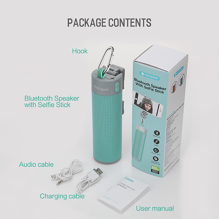 Loa Bluetooth kiêm gậy chụp ảnh Selfie đa năng 4 in 1 hiệu Rock Space RAU0583