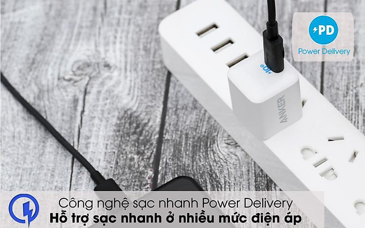 Power Delivery - Adapter Sạc Type C PD 20W Anker PowerPort III Nano A2633 Trắng
