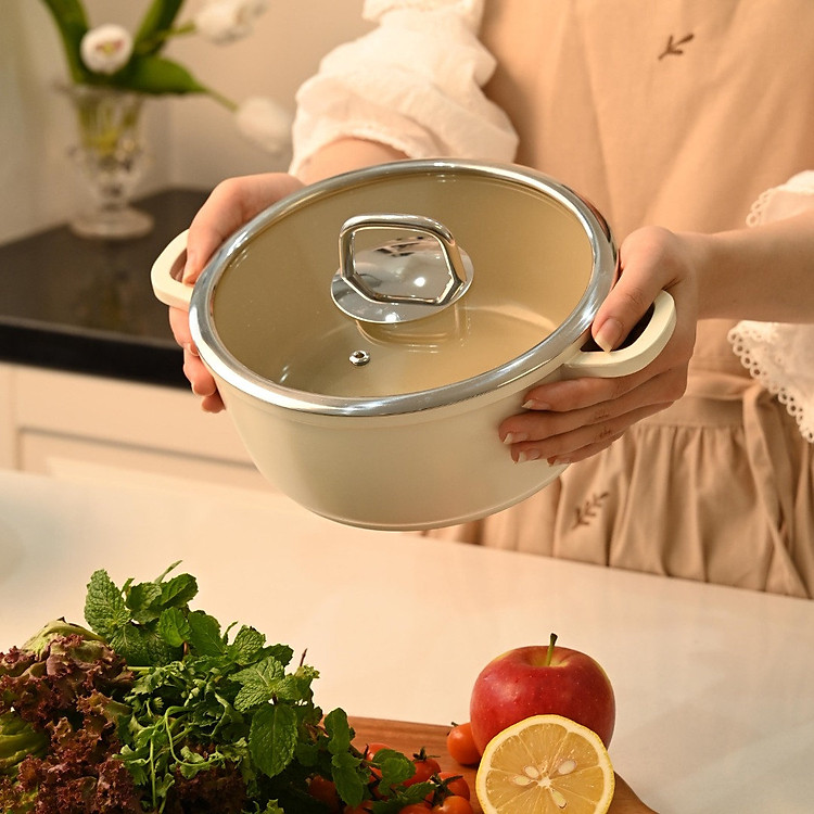 Nồi chống dính phủ gốm Haatz Hàn Quốc size 20cm dung tích 2.2L