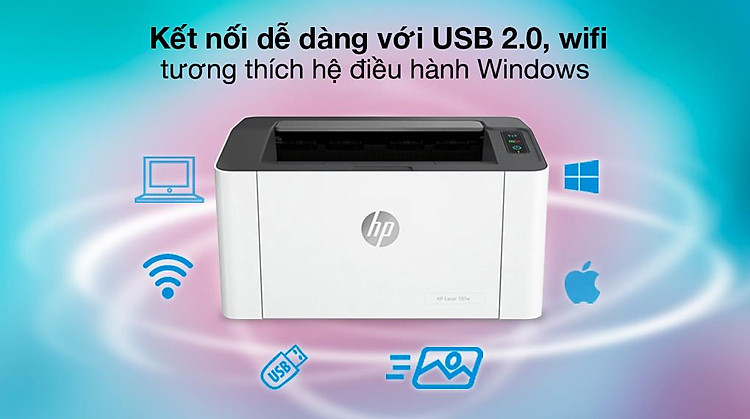 Máy in Laser Trắng Đen HP 107w WiFi (4ZB78A) - Tương thích