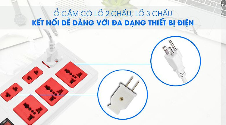 Ổ cắm điện Điện Quang 6 lỗ 5m ECO ĐQ ESK 5WR 6ECO