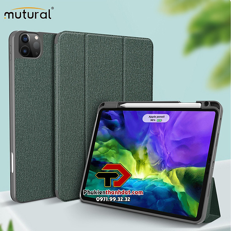 Bao da chống sốc iPad Pro 11 2022 M2 chính hãng Mutural có ngăn để bút