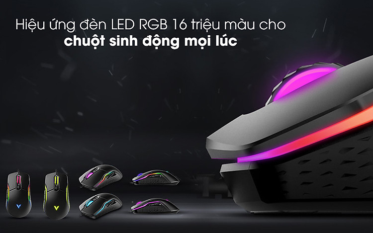 Chuột Gaming Rapoo VT200 Đen - Đèn RGB với hệ thống 16 triệu màu
