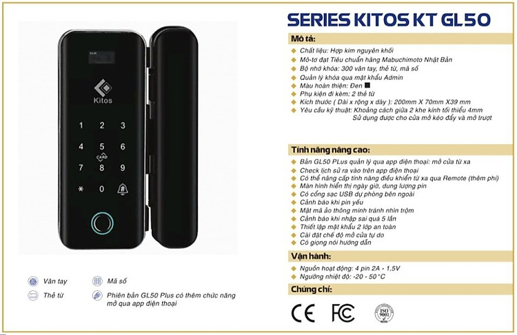 thông số kỹ thuật Kitos GL50 - GL50 Plus