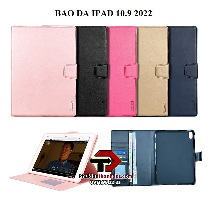 Bao da dạng ví iPad Gen 10 2022 10.9inch hiệu Hanman có quai cài