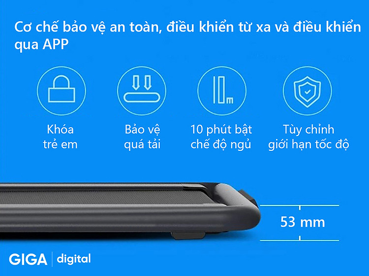 Máy chạy bộ Xiaomi KingSmith K12 được thiết lập với nhiều tính năng đảm bảo an toàn