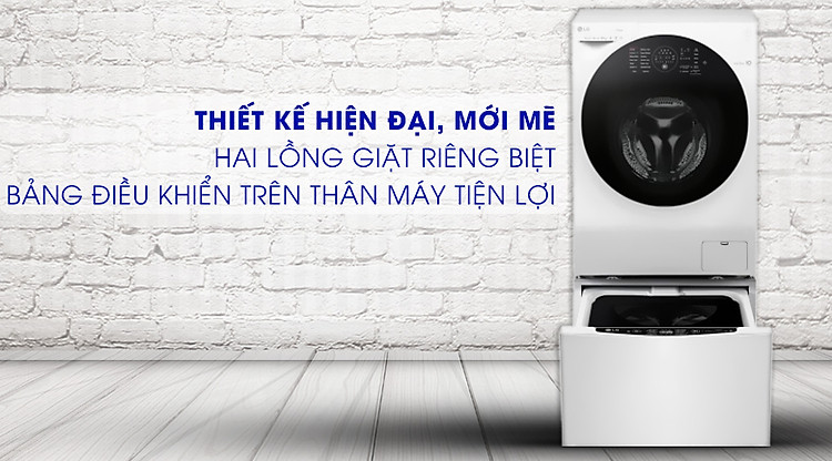 Máy giặt sấy 2 lồng hoạt động nhanh chóng, tiện lợi - Máy giặt sấy LG TWINWash Inverter 10.5 kg FG1405H3W1 & TG2402NTWW