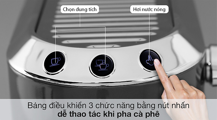 Máy Pha Cà Phê Delonghi EC785.GY - Bảng điều khiển nút nhấn