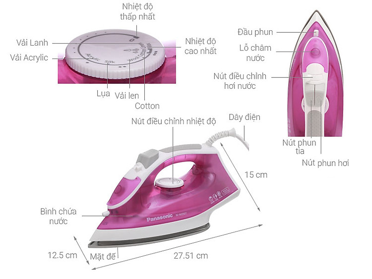Bàn ủi hơi nước Panasonic NI-M250TPRA 1550W