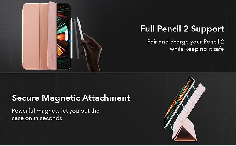 Bao Da Dành Cho iPad Pro 11 inch 2021/2022 và iPad Pro 12.9 inch 2021/2022 ESR Rebound Magnetic Slim Case - Hàng Nhập Khẩu
