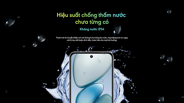 Thiết bị có khả năng kháng nước và bụi đạt chuẩn IP54 Thiết bị có khả năng kháng nước và bụi đạt chuẩn IP54